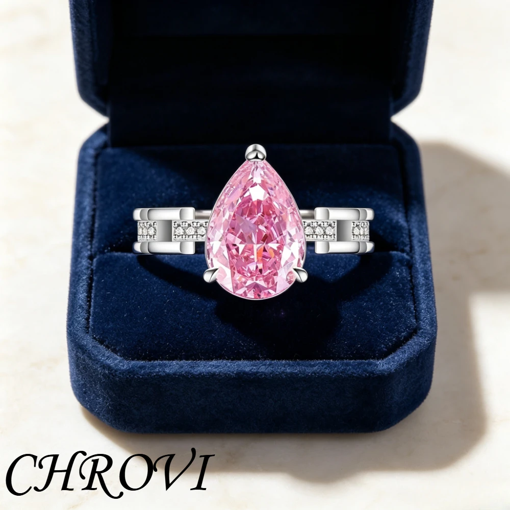 Exquisite 925 sterling silver gemstone pear-shaped ring with dazzling effect and versatile style - drop-shaped finger ring