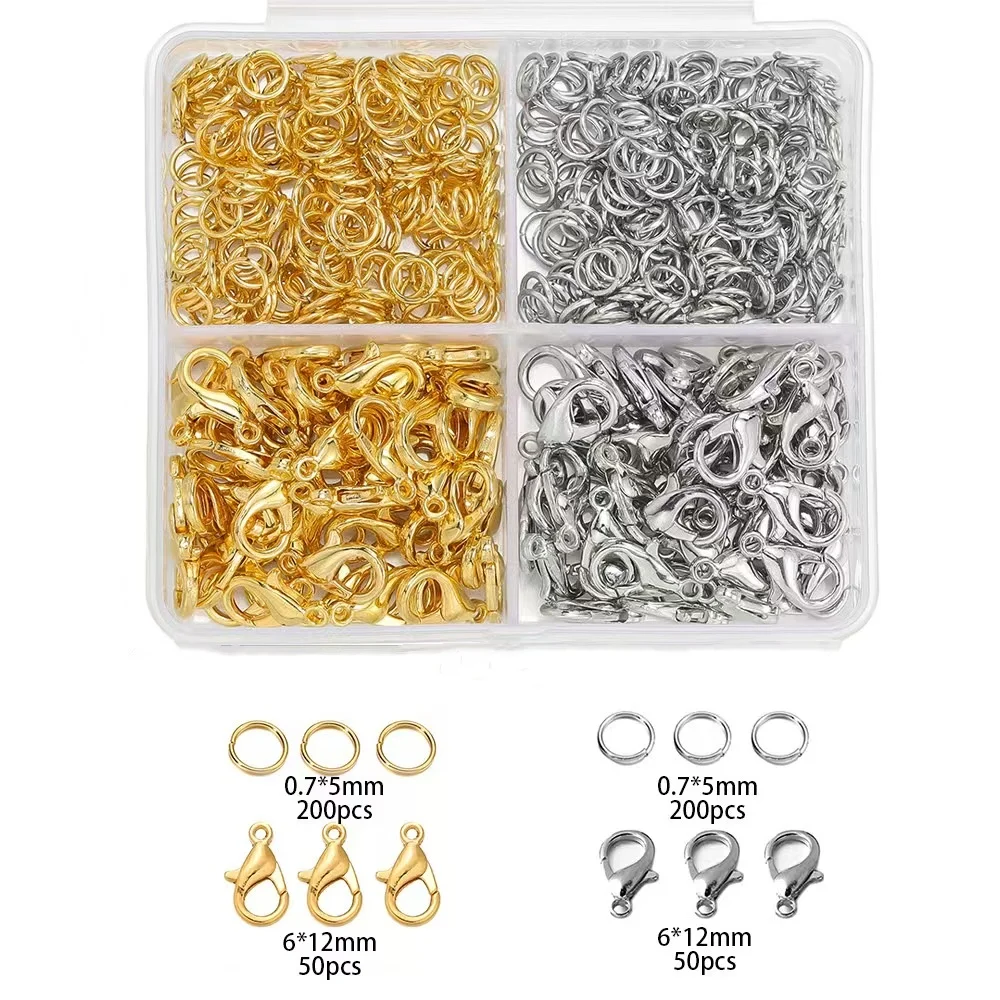 500pcs/Box Gold Silver Lobster Clasp Open Jump Rings For Jewelry Making Bracelets Necklaces Hooks Chain Closure DIY Accessories