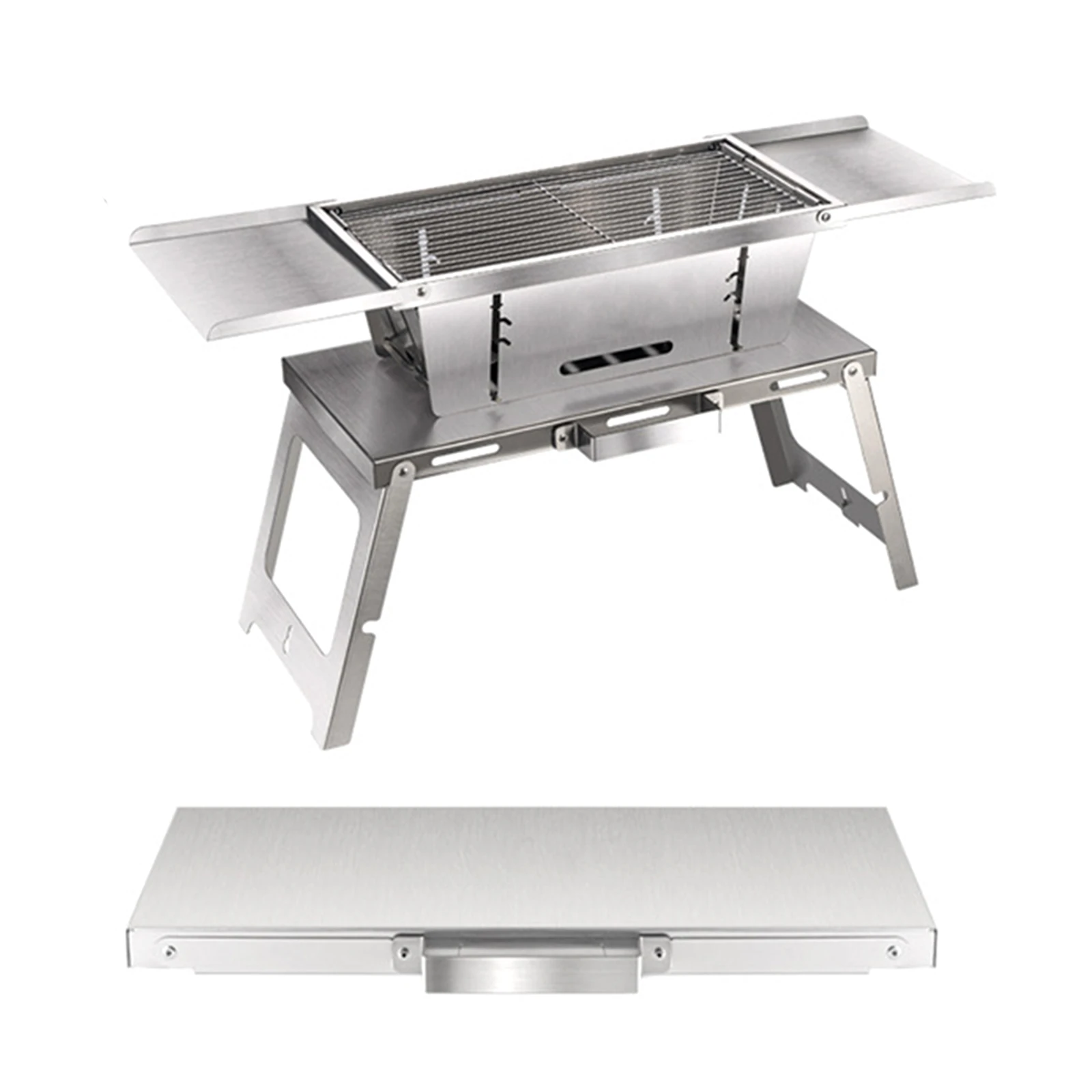 Portable BBQ Grill Foldable Stainless Steel Camping Grill with Carrying Case, Compact Outdoor Cooking for Picnic, Beach