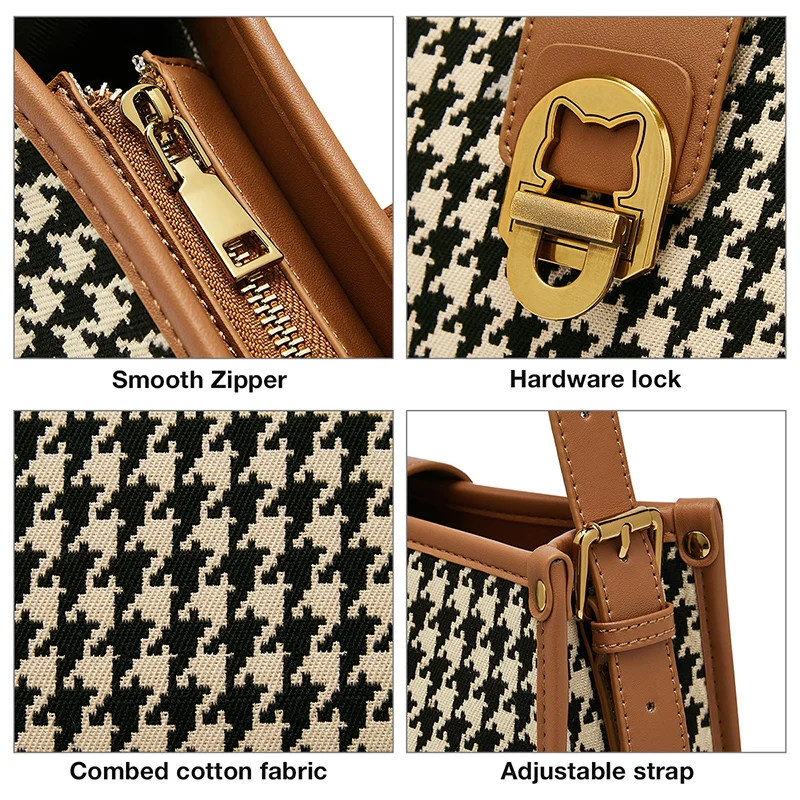 Black color out of stock! PU Leather Lady Commuter Fabric Shoulder Bag Women\'s Fashion Handbag Female Zipper Bucket Bags