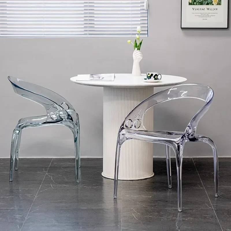 Nordic creative acrylic dining table and chairs,  backrest Internet celebrity restaurant transparent leisure chair