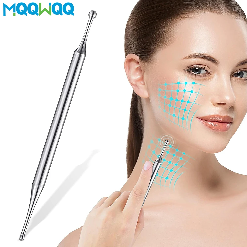 Dual Head Facial Reflexology Tools Stainless Steel Portable Ear Acupuncture Body & Ear Point Probe Massage Tool Acupuncture Pen