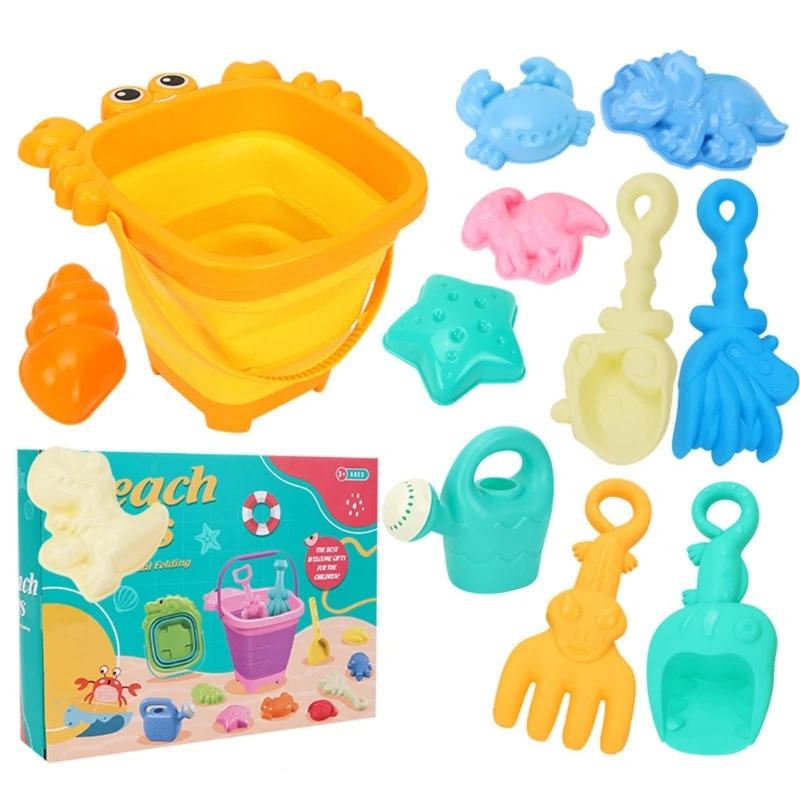 

Q0KB Cartoon Sand Tool Toy with Collapsible Bucket Sand Shovel For Toddler Beach Exploration Swimming Pool Water Activity Toy