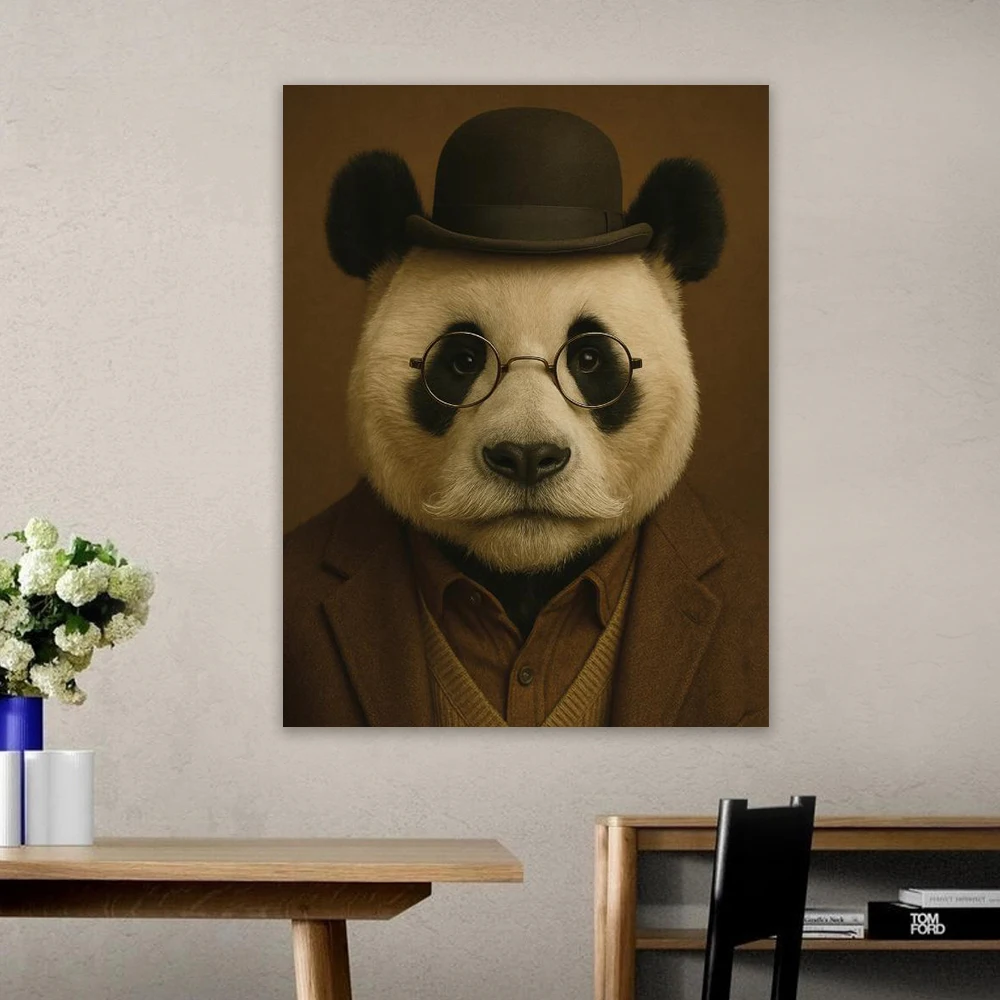 Gentleman Bull Vintage Portrait Poster Bull Wearing Clothes Prints Renaissance Animal Portrait Canvas Painting Animal Poster