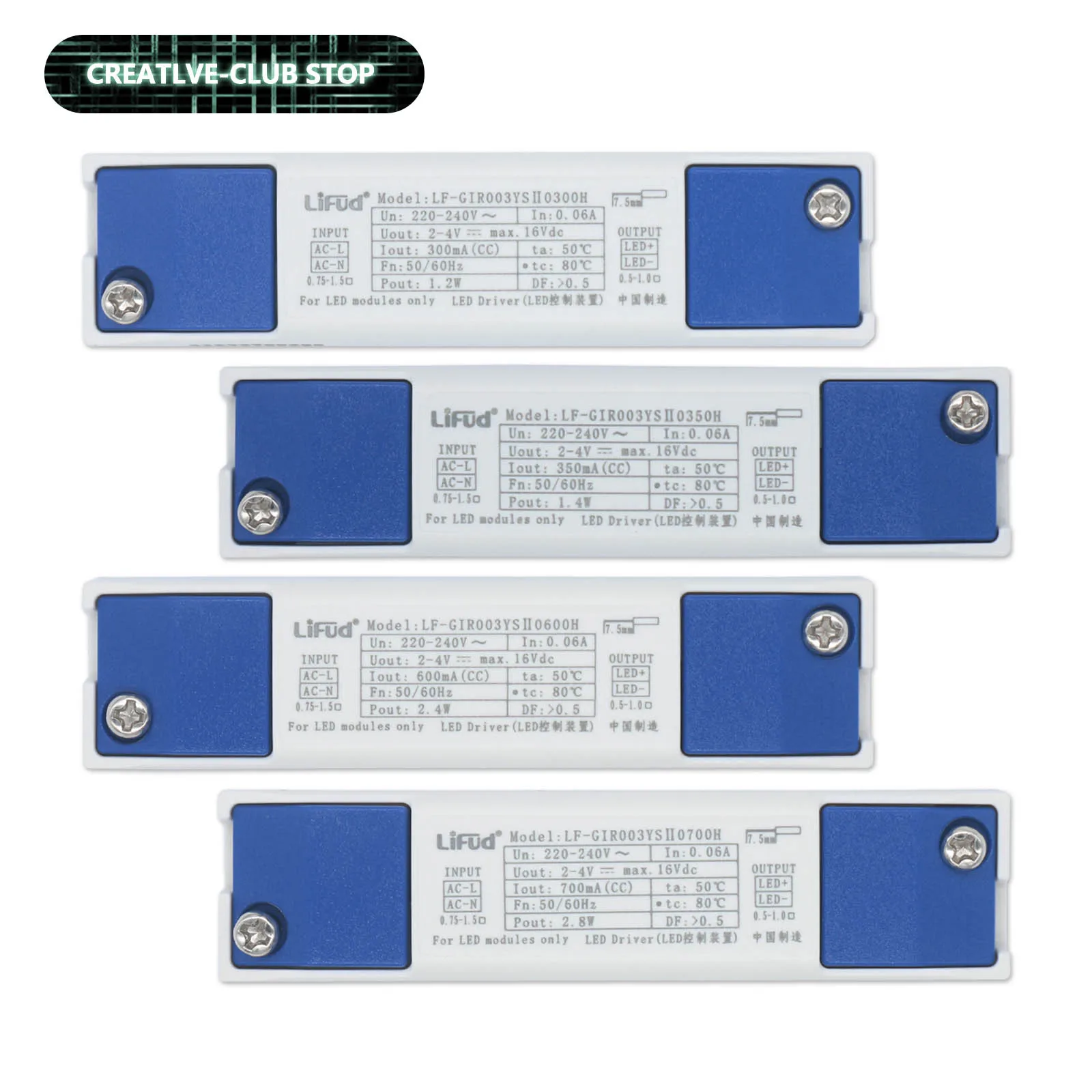 

No Flicker Lifud LED Driver DC 2-4V 300mA 350mA 600mA 700mA LF-GIRxxxYS Series AC 220-240V High PF LED Power Supply Transformer