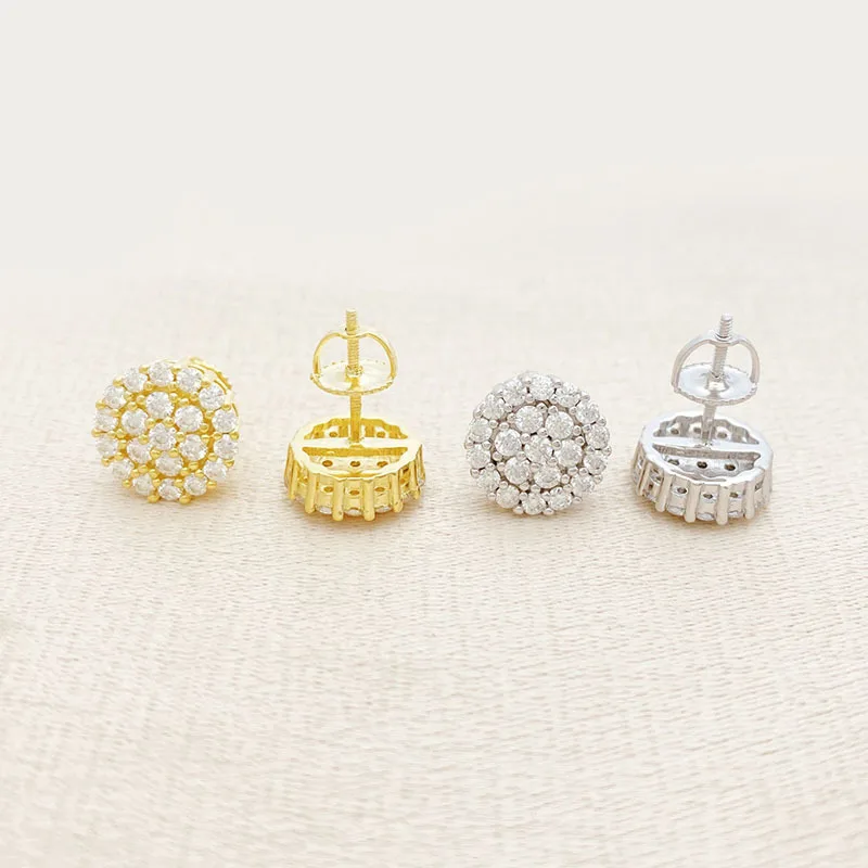 Best Selling Instock Hip Hop 925 Silver Iced Out Jewelry Ear Studs Vvs Moissanite Diamond Men Stud Earrings