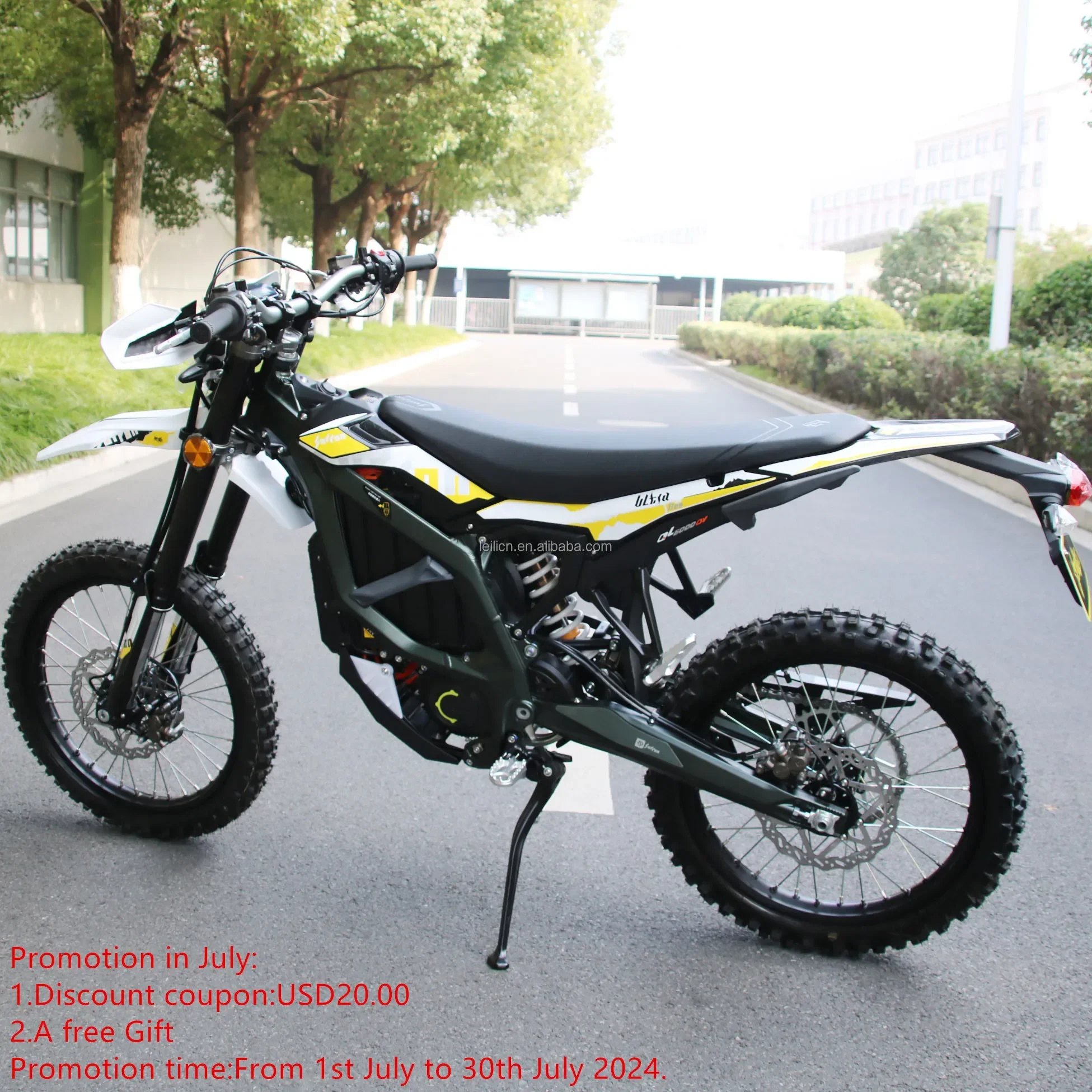 74V 12500W  Ultra Bee Electric Dirt Bike 55Ah Mid Motor Ebike 90 Km/h Electric Motorcycle