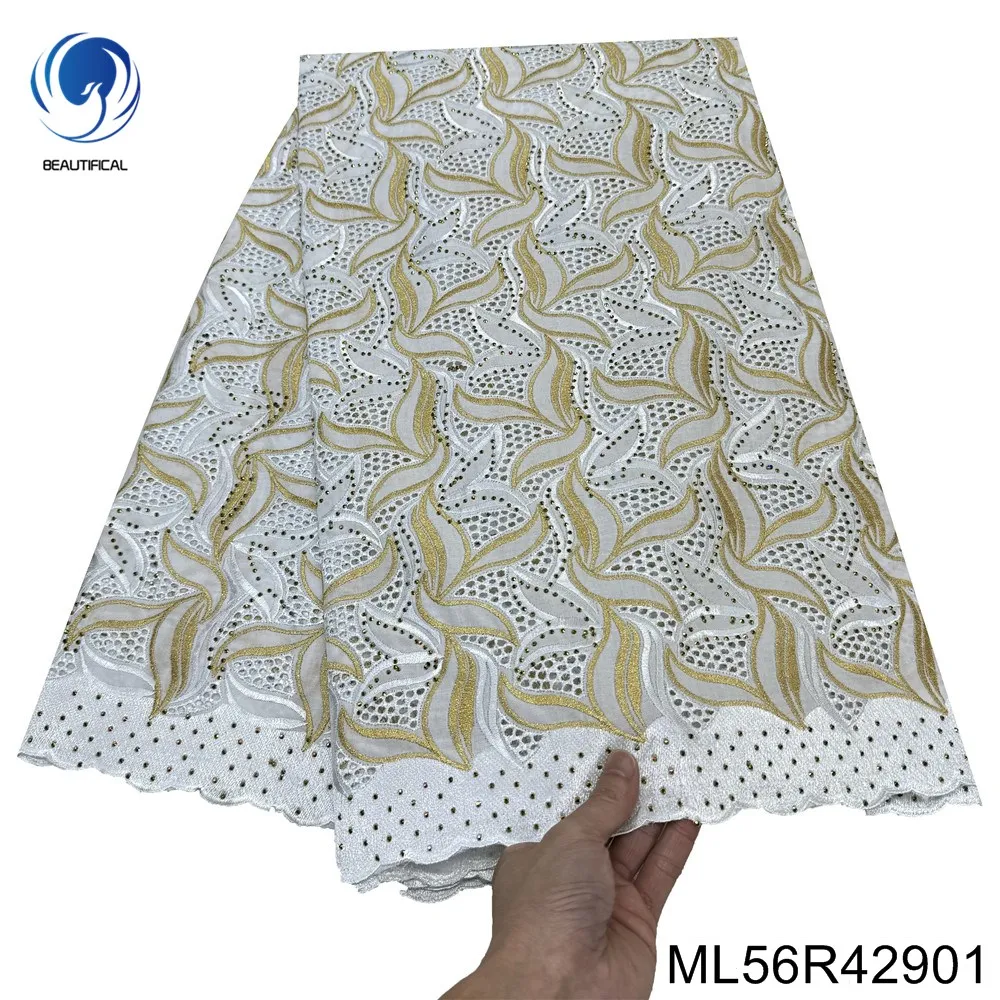 

Fine Heavy Industry Cuting Holes with Embroidered Cloth , Swiss Voile Lace Fabric, Hot Drill Design Banquet Stage Dress ML56R429