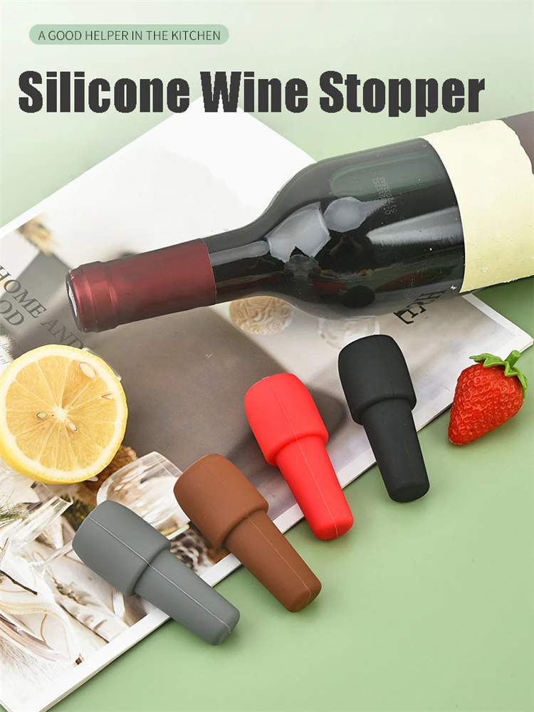 Silicone Wine Stoppers Beverage Bottle Sealer Reusable Sparkling Wine Bottle Stopper Keeping Wine Champagne Fresh Kitchen Tools