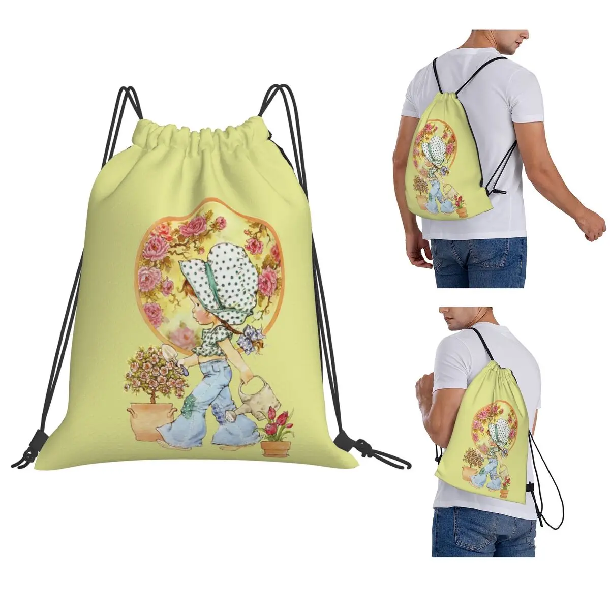 Kawaii Sarah Kay Backpacks Multi-function Drawstring Bundle Pocket Shoes Bag Book Bags for Man Woman Students