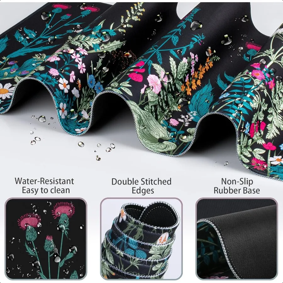 Desk Mat Large Gaming Mouse Pad with Wrist Rest 4in1 XXL Mousepad+Keyboard Wrist Rest+Mouse Pad Wrist Support+Cup Coaster Set E