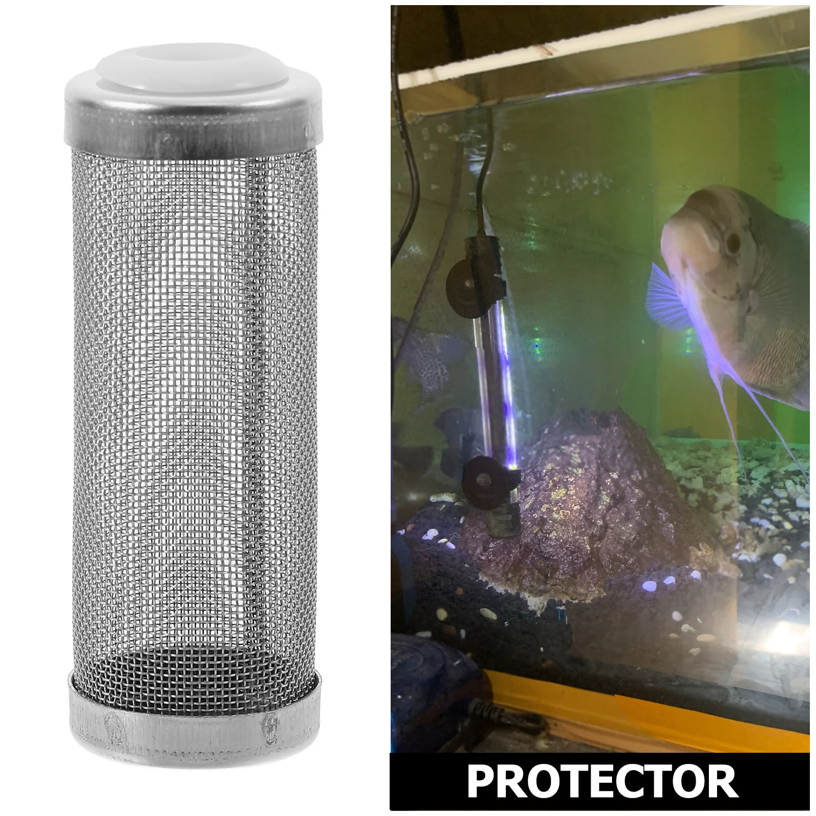 

Durable Stainless Steel Aquarium Filter Intake Guard Fine Mesh Shrimp Safe Filter Accessory Water Filtration Mesh Tube for Tank