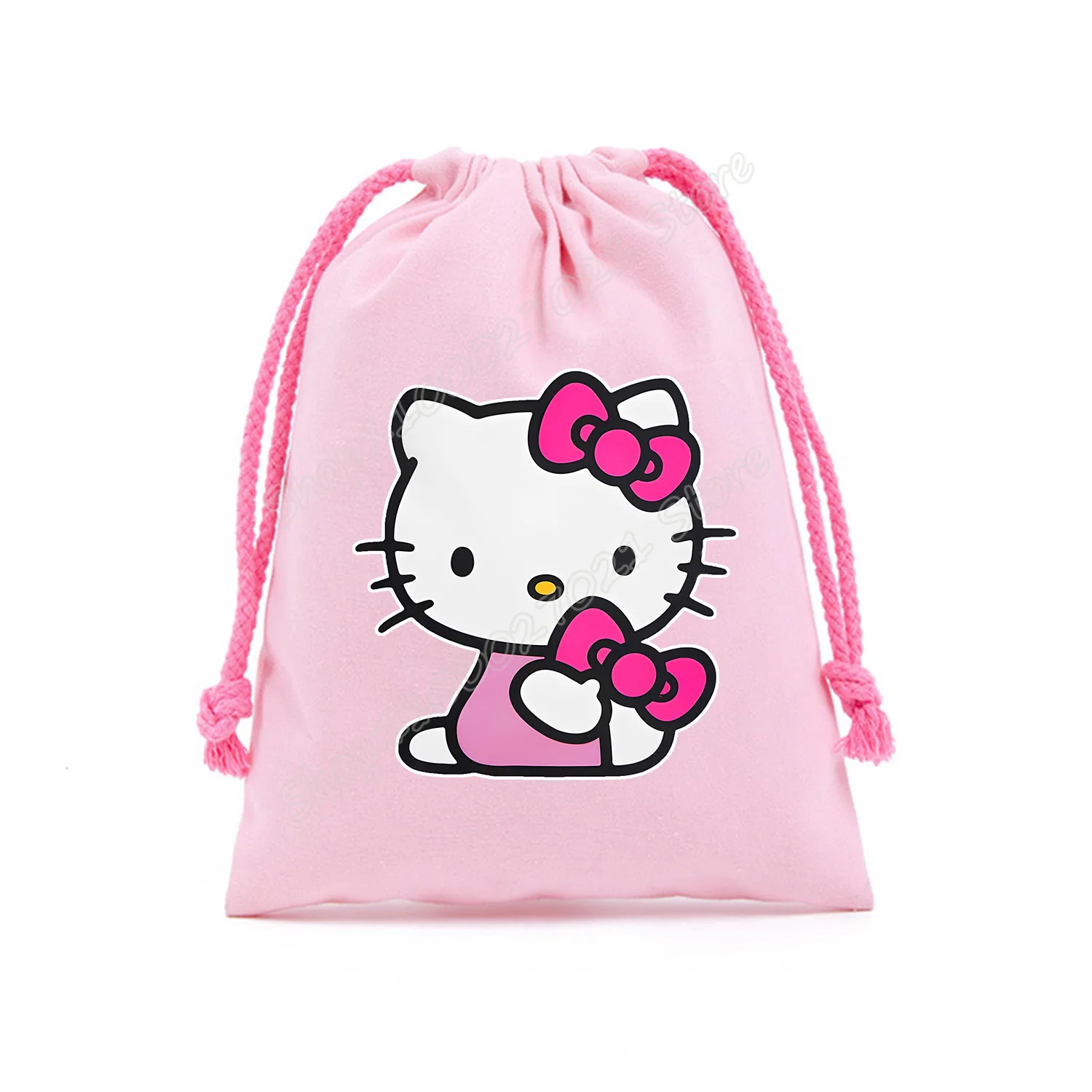 Hello Kitty Drawstring Bag Cute Cartoon Gift Bag Drawstring Pouch Anime Kids Pink Party Bag Storage Bags New Large Capacity Bags