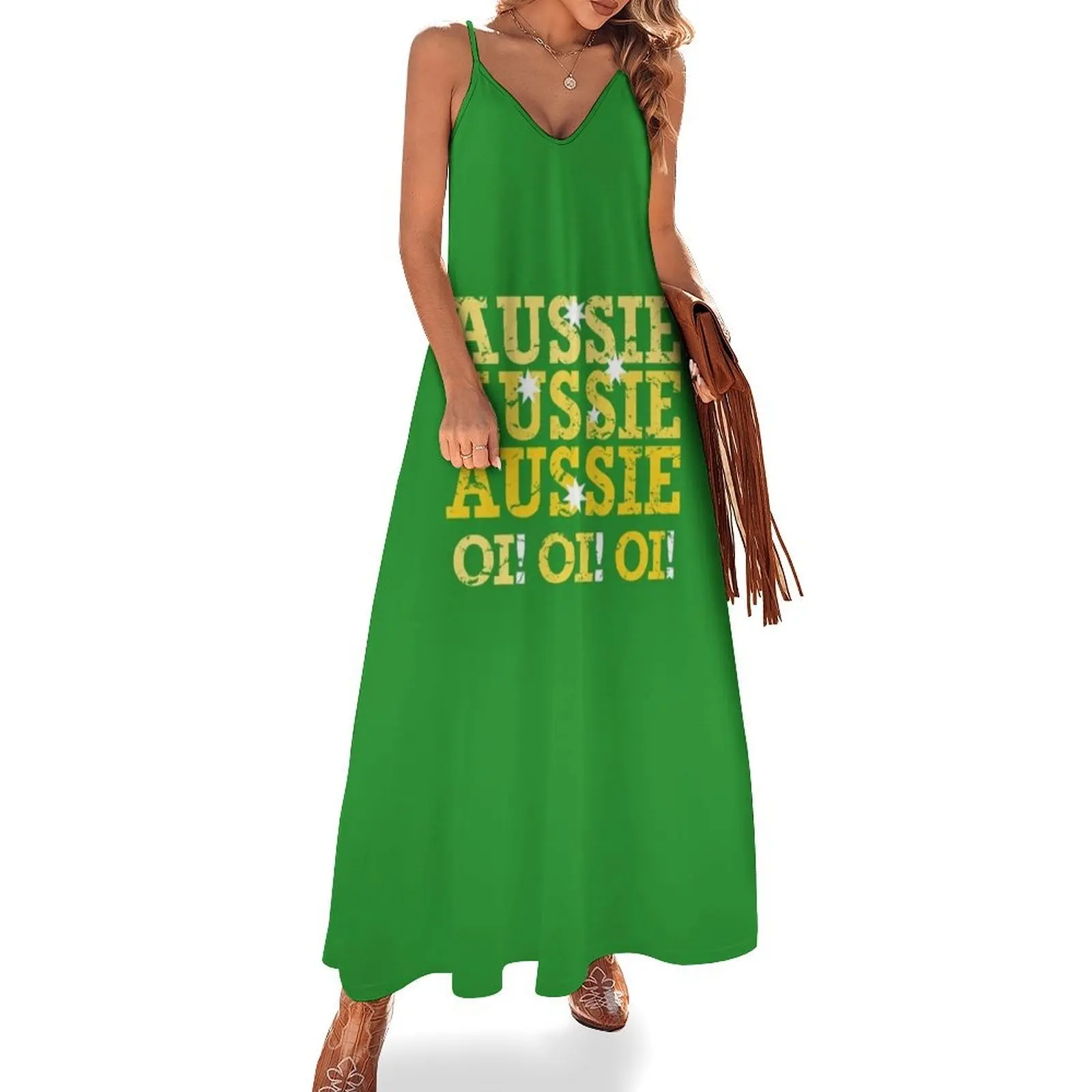 

Aussie Aussie Aussie Oi Oi Oi (Gold) Sleeveless Dress women's elegant loose dresses women's dresses luxury