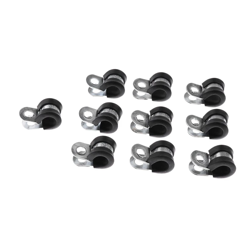 10 Pieces 3/8 Inch 10Mm Fuel Line Hose Clamp Clip Fastener Rubber Cushion