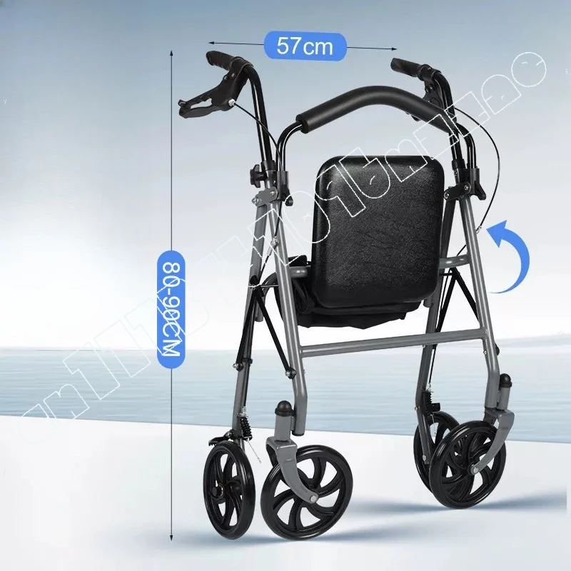 

Elderly driving four-wheel seated folding light walker with brakes anti-drop walking assist shopping scooter
