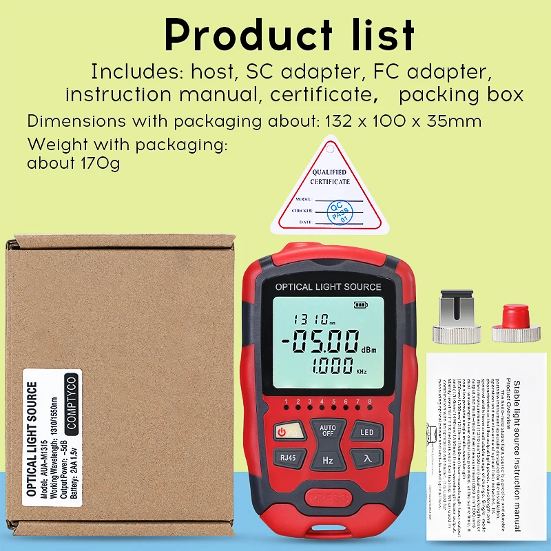 Imagem -06 - Optic Fiber Power Meter Ftth Fiber Cabo Tester e Singlemode Fibra Óptica Fonte de Luz Aua-m1315