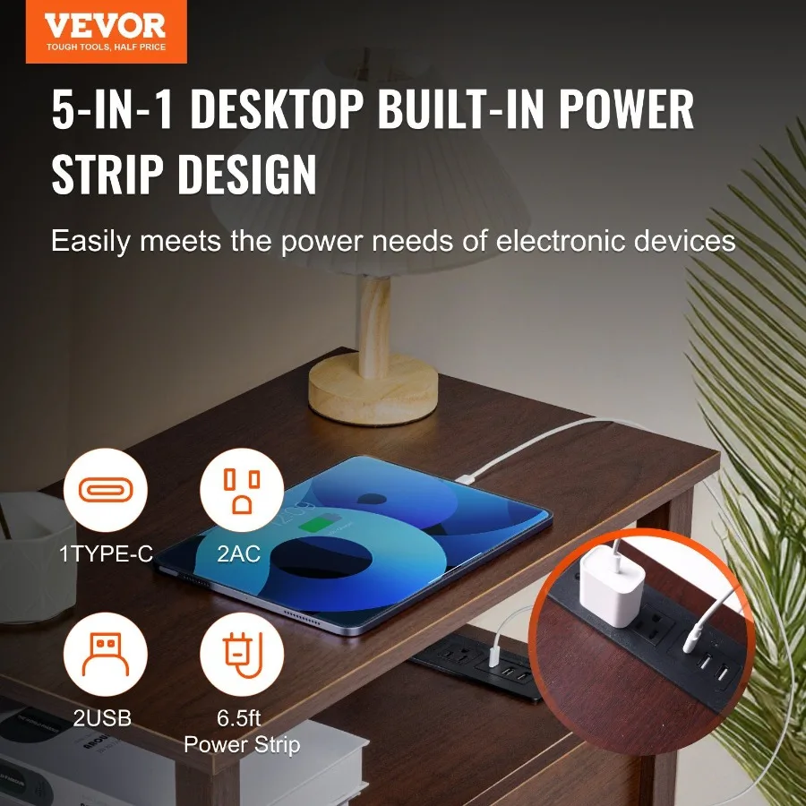 Farmhouse End Table Narrow Night Stand with USB Ports and Outlets 4 Tiers End Table Side Table Coffee Table with Storage Cabin