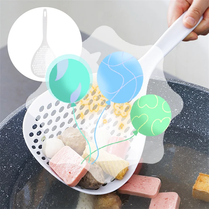 النمط الياباني المعكرونة مصفاة أواني الطبخ ملاعق الفاكهة للمطبخ تجفيف غربال الغذاء مقبض طويل صافي ملعقة