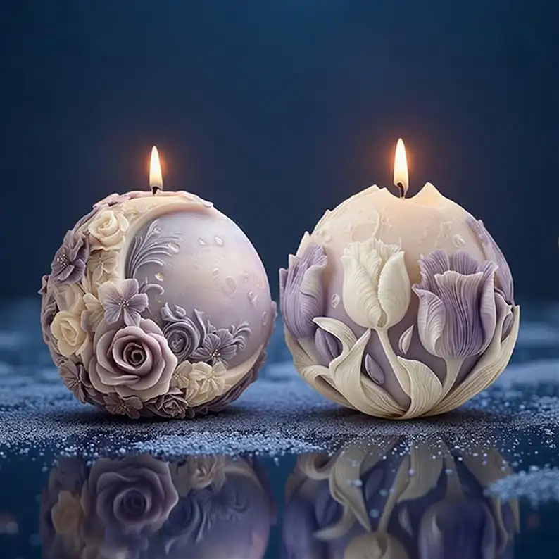 

DIY Scented Candle Silicone Mold Flower Ball Crescent Moon Soap Candle Molds for Candle Making Supplies Moldes De Silicona