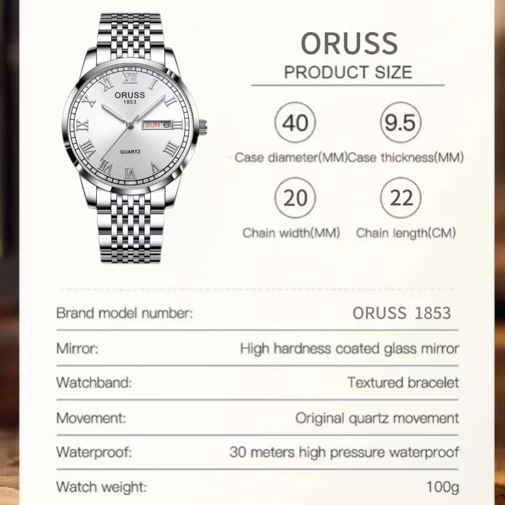 ORUSS Original Luxus Quarz Leuchtende Uhr herren Uhr für Männer Freeshiping Mode Armbanduhren Edelstahl Wasserdicht Neue