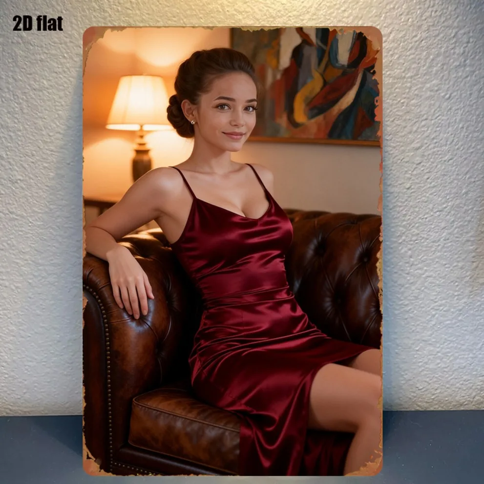 Vintage Woman Portrait Metal Sign 8x12in Wall Decor for Home Garden Coffee Bar