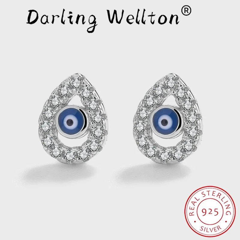 

NEW Fashion Oval Sapphire Eye Round Full Diamond Stud Earrings For Women Geometric Original Sterling Silver Wedding Gift Jewelry