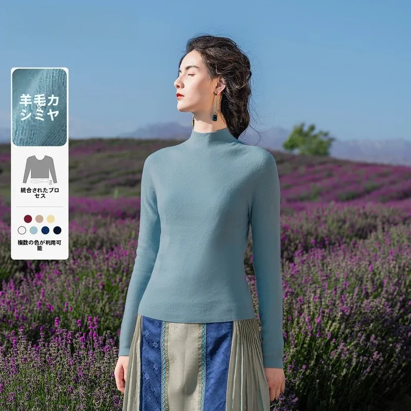 

Multicolor Wool Sweater High Ne Women's Base Layer Top Slimming Warmth Traditional Color Autumn Winter New Arrival