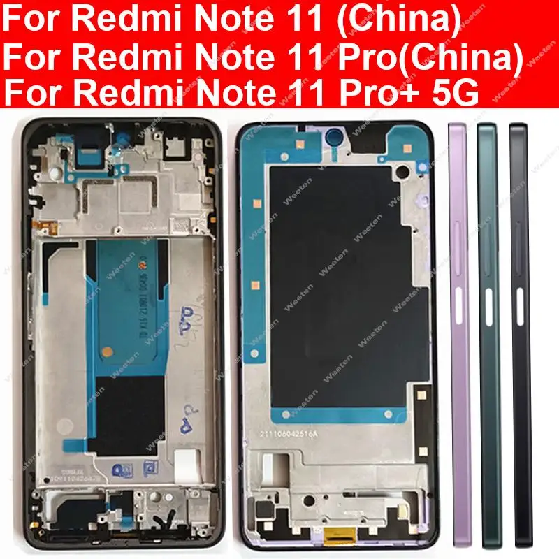 Middle Frame Housing For Xiaomi Redmi Note 11 Note 11 Pro Plus China 5G Front LCD Frame Cover Middle Housing with Side Keys