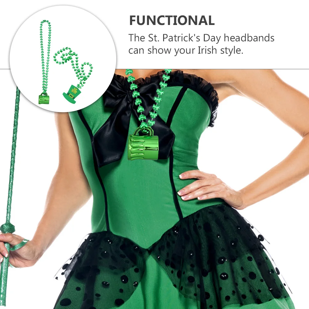

1Set St Patrick's Day Necklaces Green Pendant Beer Mug Hat Styles Lightweight Party Supplies Accessories for Women Girls