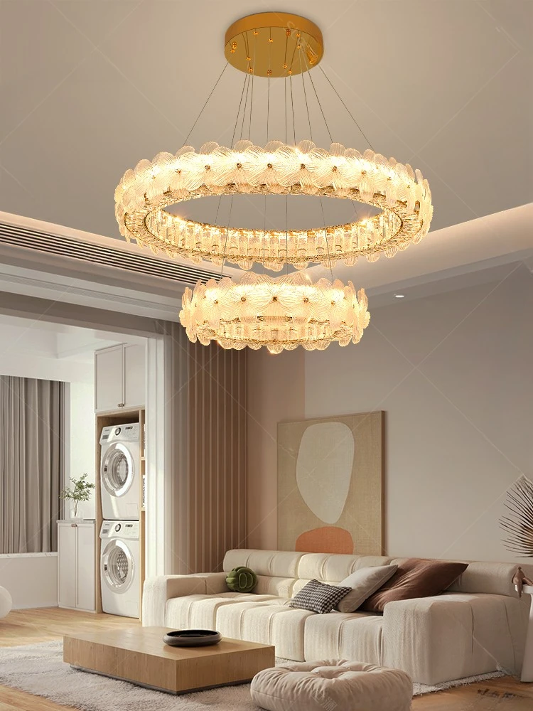 

Light luxury crystal chandelier, living room main light, modern and minimalist hall crystal light, high-end and atmospheric dini