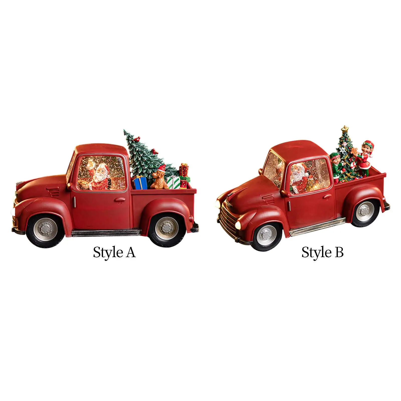 

Santa Claus Truck Car Model Christmas Tabletop Decor, Lighted Truck Decor for Christmas