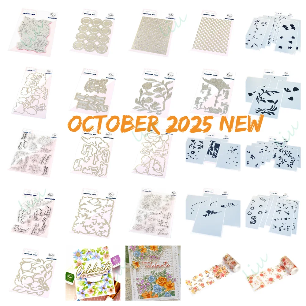 

2025 October New Metal Cutting Dies Stamps Stencil Hot Foil DIY Photo Album Washi Handmade Peony Glow Diamond Lattice Coverplate