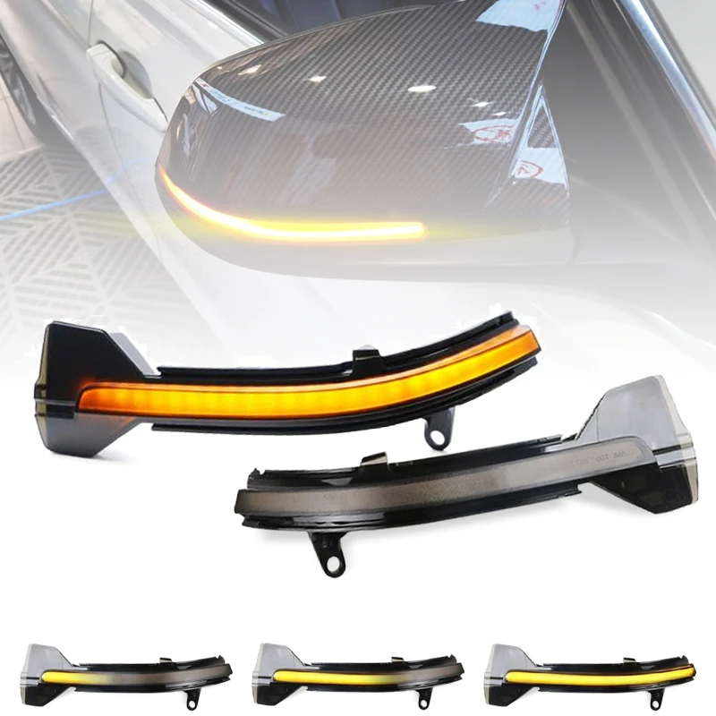 For BMW 5/6/7 Series F10 F11 F07 F12 F13 F06 F01 Smoked Lens LED Side Mirror Lamp Amber Side Rearview Dynamic Turn Signal Lights