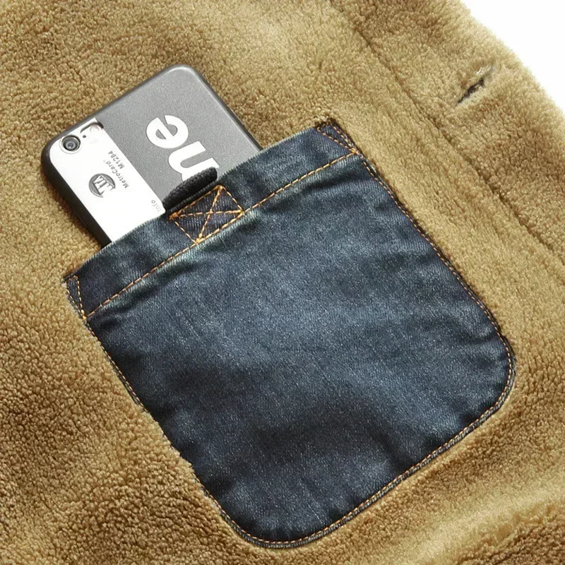 Giacca di jeans da uomo invernale cappotto termico spesso in lana di alta qualità Multi tasca Bomber di peluche Casual allentato di grandi dimensioni L-7XL