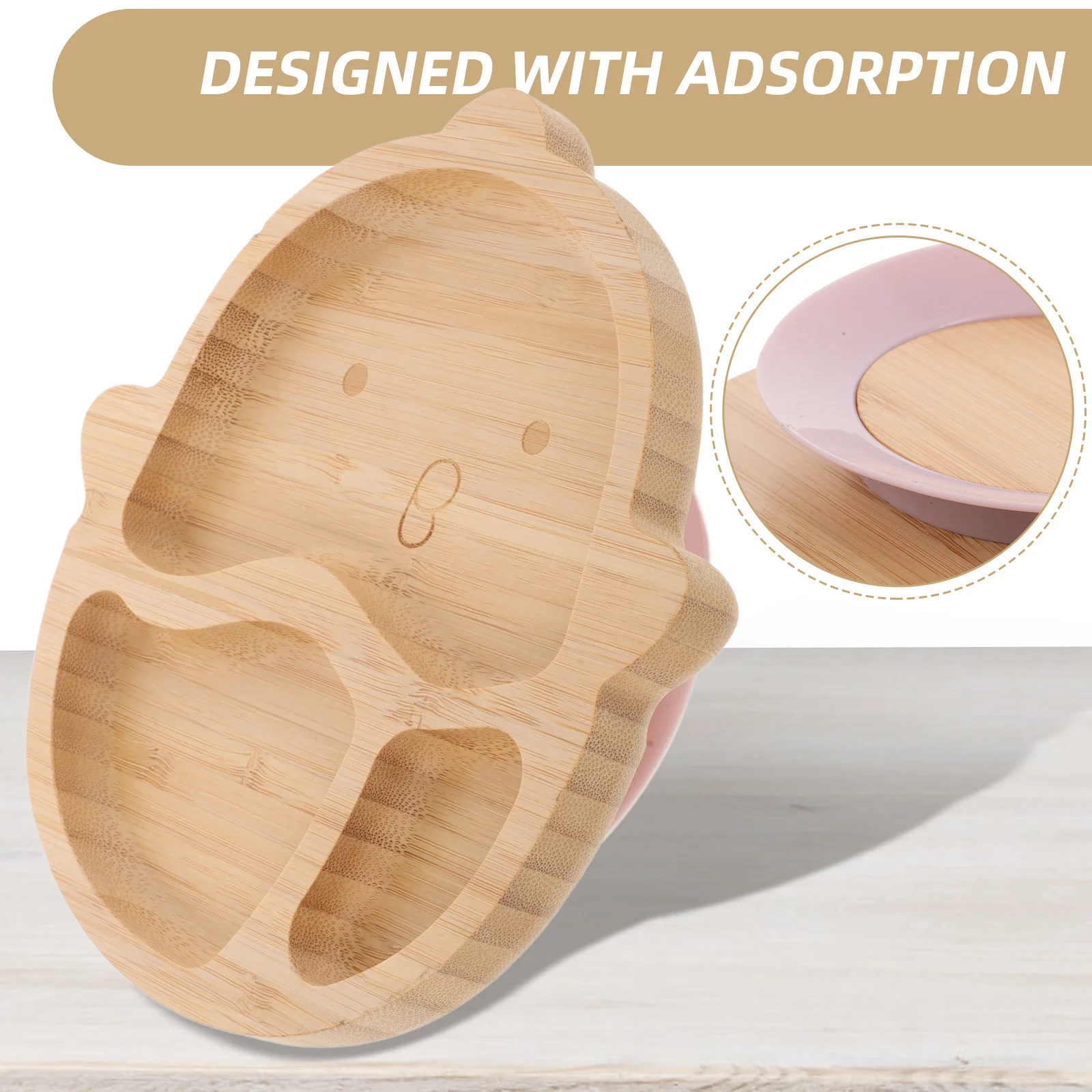 

Детская тарелка на присоске из бамбука с разделителями для малышей 1-3 лет, нескользящая, с мультяшным дизайном, детская посуда