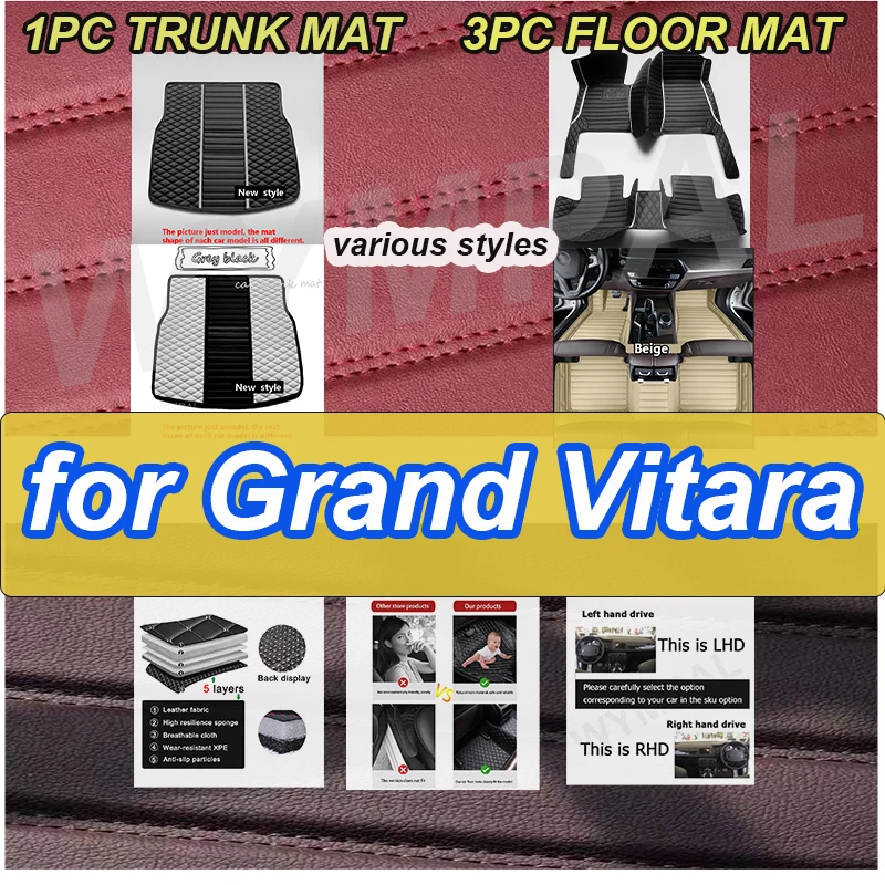 

LUXURY Car floor mats for Suzuki Grand Vitara (Four doors) 2006 2007 2008 2009 2010 2011 2012 2013 2014 2015 2016 2017