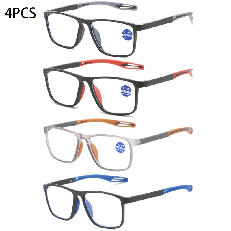 

4pcs Fashion Reading Glasses TR90 Sport Presbyopia Eyeglasses Women Men Far Sight Optical Eyewear Diopters To +4.0