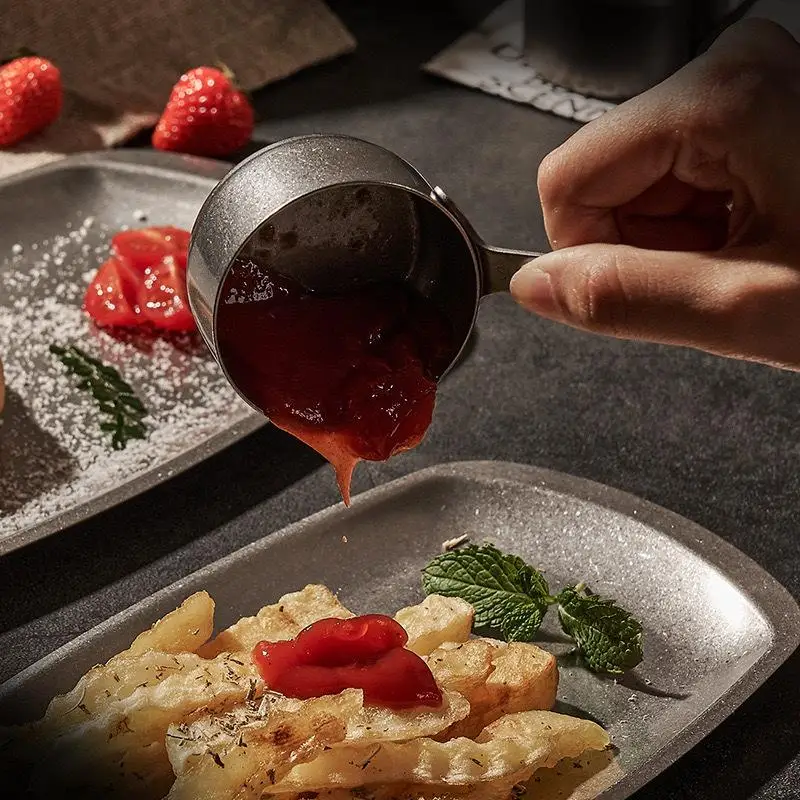 Multifunction Stainless Steel Sauce Cup Non-rust With Handle Sauce Dipping Bowl 60/80/100ML Mini Sauce Pan For Kitchen