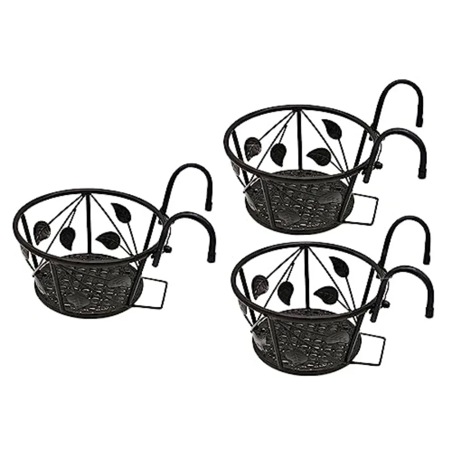 

Металлические подвесные кашпо для цветов в стиле ковких ограждений, 3 шт., для комнатных и уличных растений, идеально подходят для веранд и патио