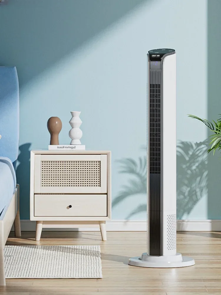 

l For SAST Electric Tower Household Floor Fan Mute Dormitory Stand Vertical Leafless Remote Control Shaking Head timing Fan Big