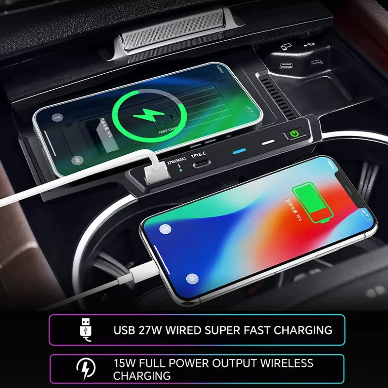 15W Car Wireless Charger for Mercedes Benz GLE W167 C67 GLS X167 2020-2024 GL/ML BJ90 Fast Charging Pad Mobile Phone Holder