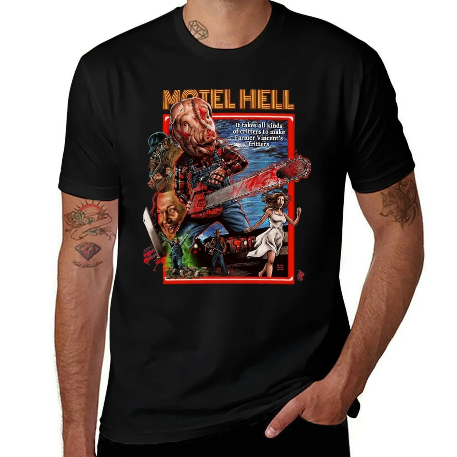 Motel Hello - Special Ed. Cover Art（1980）☆VHSGasm Video☆| HORROR MERCH T-Shirt Large Size Loose Casual Tee T-Shirt
