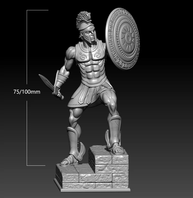 1/24 75mm 1/18 100mm Resin Model Greek Spartan Warrior Figure Unpainted No Color RW-406