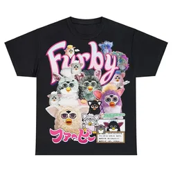 Furby-女性用特大Tシャツ,コットン100%,ラウンドネック,カジュアルストリートウェア,ヴィンテージ原宿,ユニセックスTシャツ,ラージサイズ,ファッショナブル