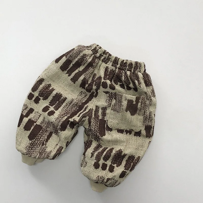 

2023 Autumn Winter Boys Girls One Piece Pant Plush Plush Warm Loose Fashion All-match Outdoor