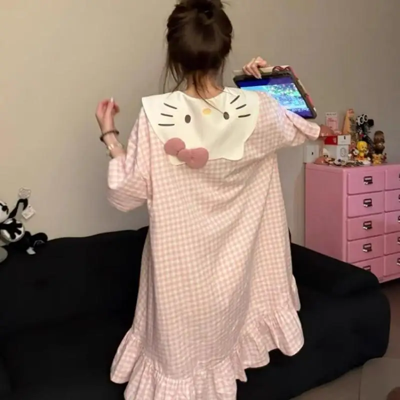 

Sanrio Hello Kitty, хит продаж, милые пижамы с героями мультфильмов для девочек, удобное спальное платье, новинка 2025 года, летняя пижама с короткими рукавами, платье в подарок