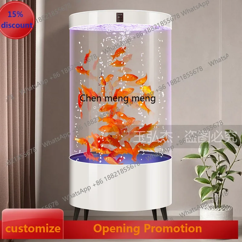 Creative glass fish tank round new living room small and medium aquarium household circulation filter no water change