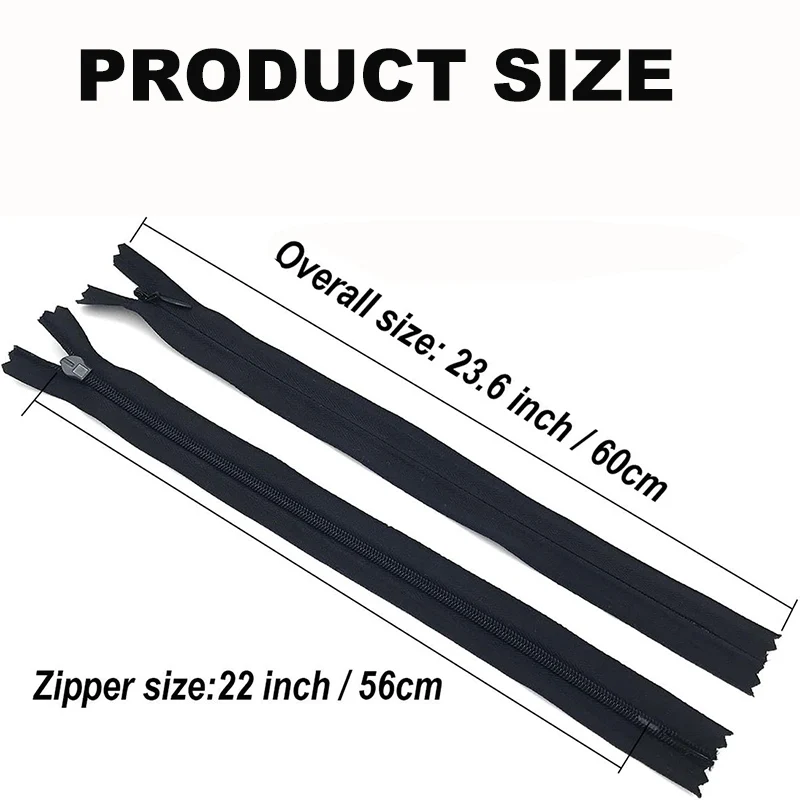 10Pcs Nylon Invisible Zippers 15-60cm(6Inch-24Inch) Black White Invisible Coil Zipper For Sewing Craft Garment Accessories