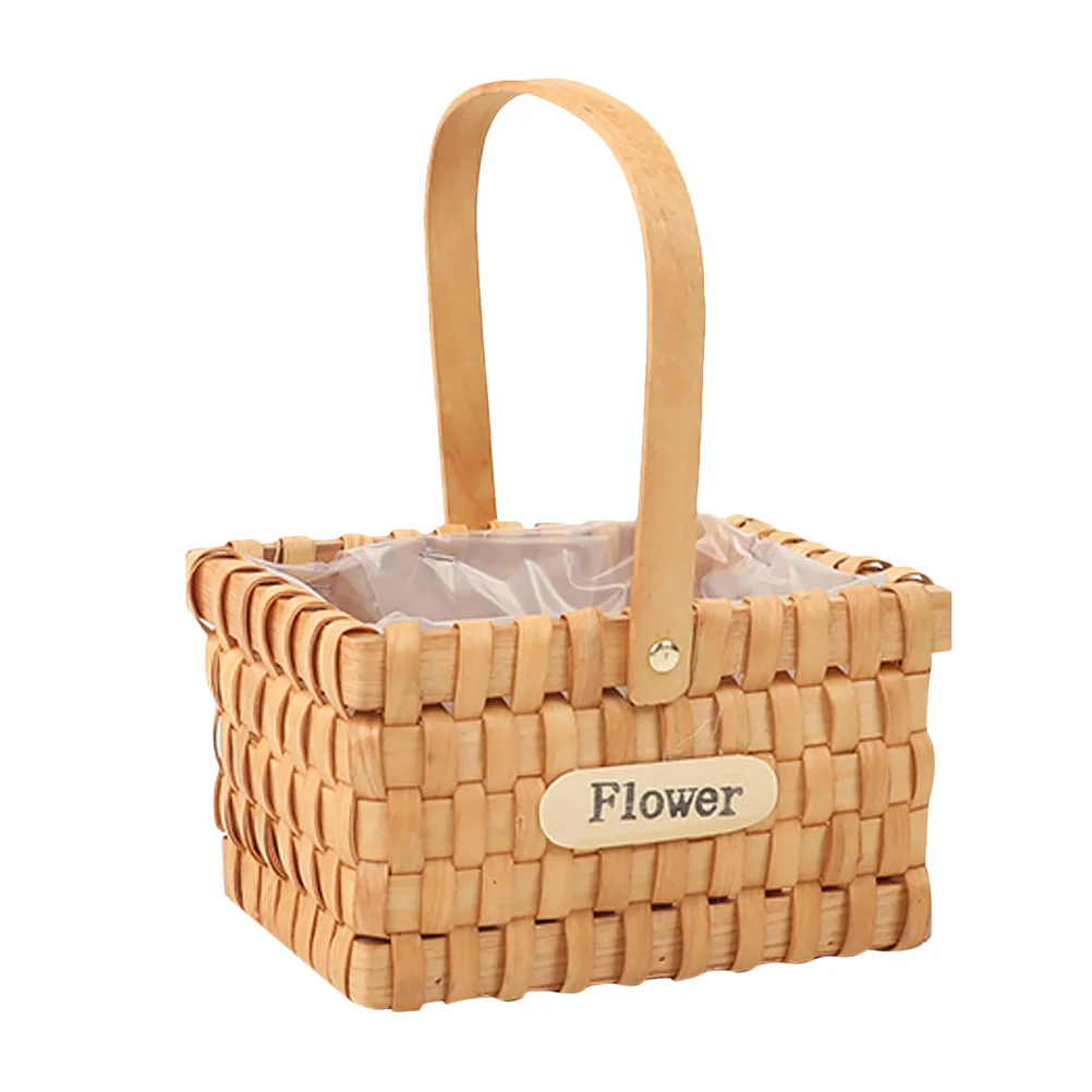 to Weave Flower Basket Decor Wicker Storage Baskets Wooden Hand Knitting Multipurpose